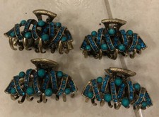 4 Large metalgreen Rhinestones Crystal hair claw Clips