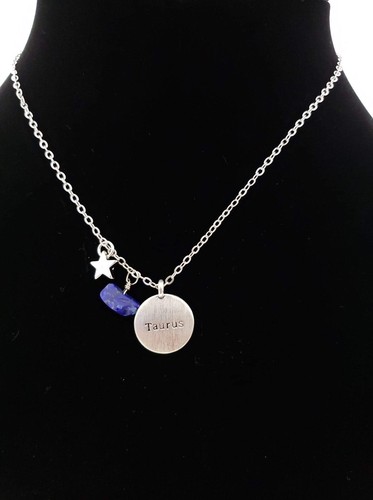 Taurus Zodiac Gemstone Astrology Constellation Horoscope Pendant Necklace - Picture 2 of 4