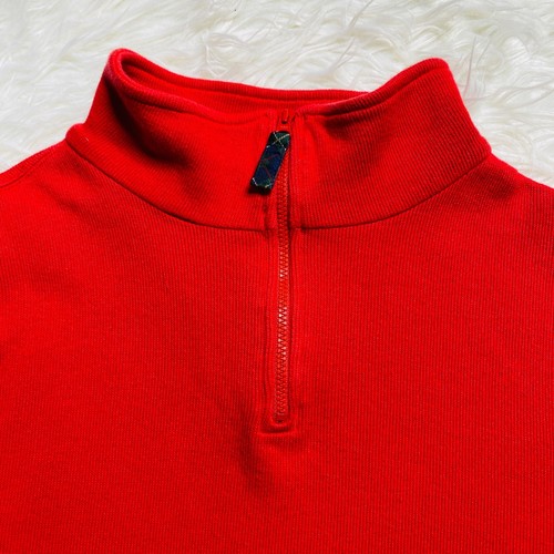 Pendleton Maglione Uomo Piccolo Cotone Maglia 1/4 Zip Pullover Rosso Plaid Tab - Foto 3 di 11