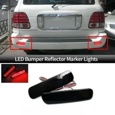 Black Lens LED Rear Bumper Reflector Tail Brake Lights For 1998-2007 Lexus LX470
