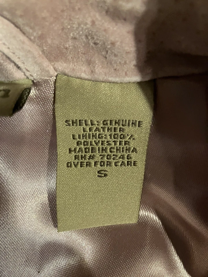 Chaqueta de gamuza rosa pálido talla pequeña faja satinada de cuero talla RUFF HEWN $29 VER Foto 3 de 4