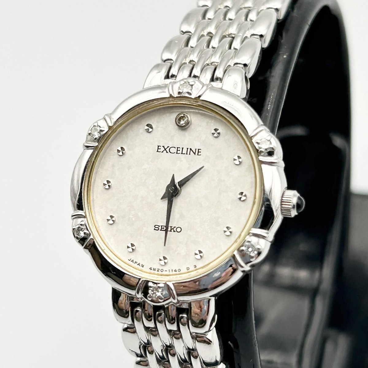 Auth SEIKO Exceline Excellent Condition 4N20-0640 Watch Silver New