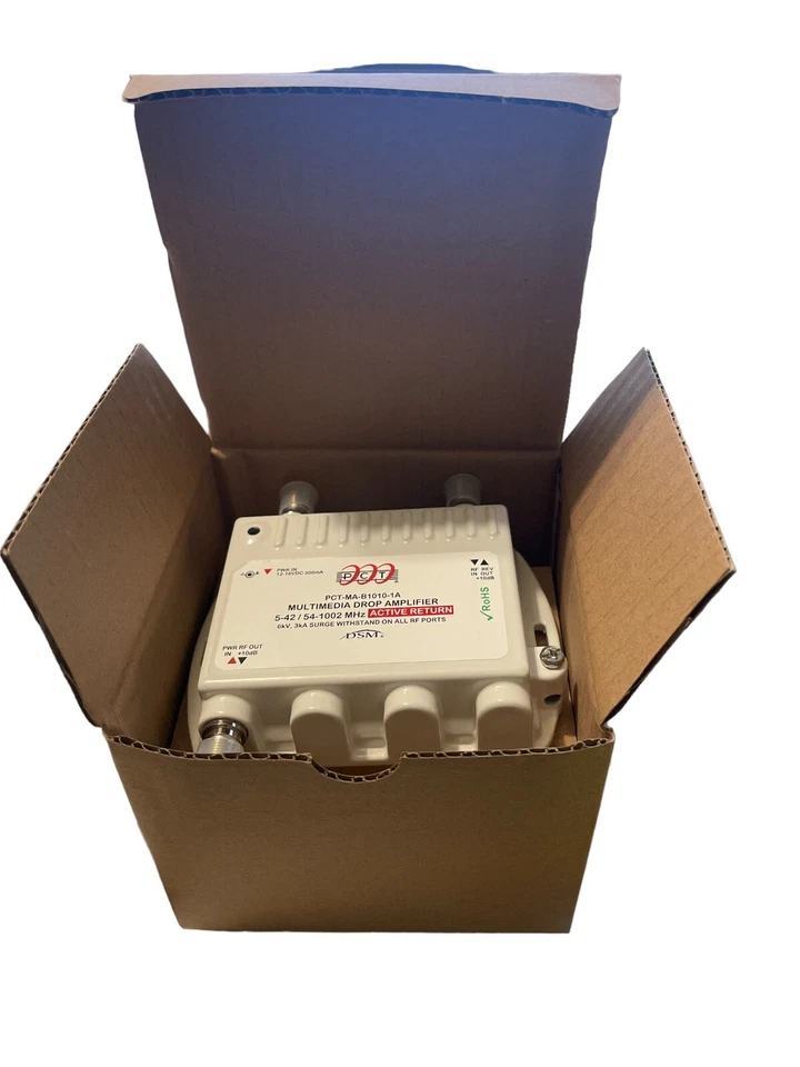 PCT Multimedia Drop Amplifier DSM Signal Booster HDTV Antenna Cable TV Powered - Image 2 of 3