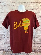 Camiseta PoolTrex Para Hombre Algodón Borgoña Manga Corta Bolivia Estampado Gráfico Grande