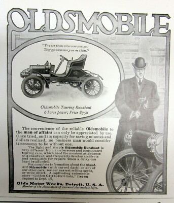 1904 Illustrated newspaper with AD for OLDSMOBILE 1st mass produced AUTOMOBILE