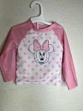 Girls Disney Minnie Mouse S/S Swim Shirt Size 2T - Pink Striped