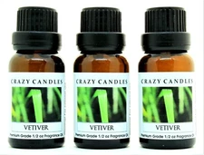 3 Vetiver 1/2oz Premium Grade Scented Fragrance Oil Crazy Candles