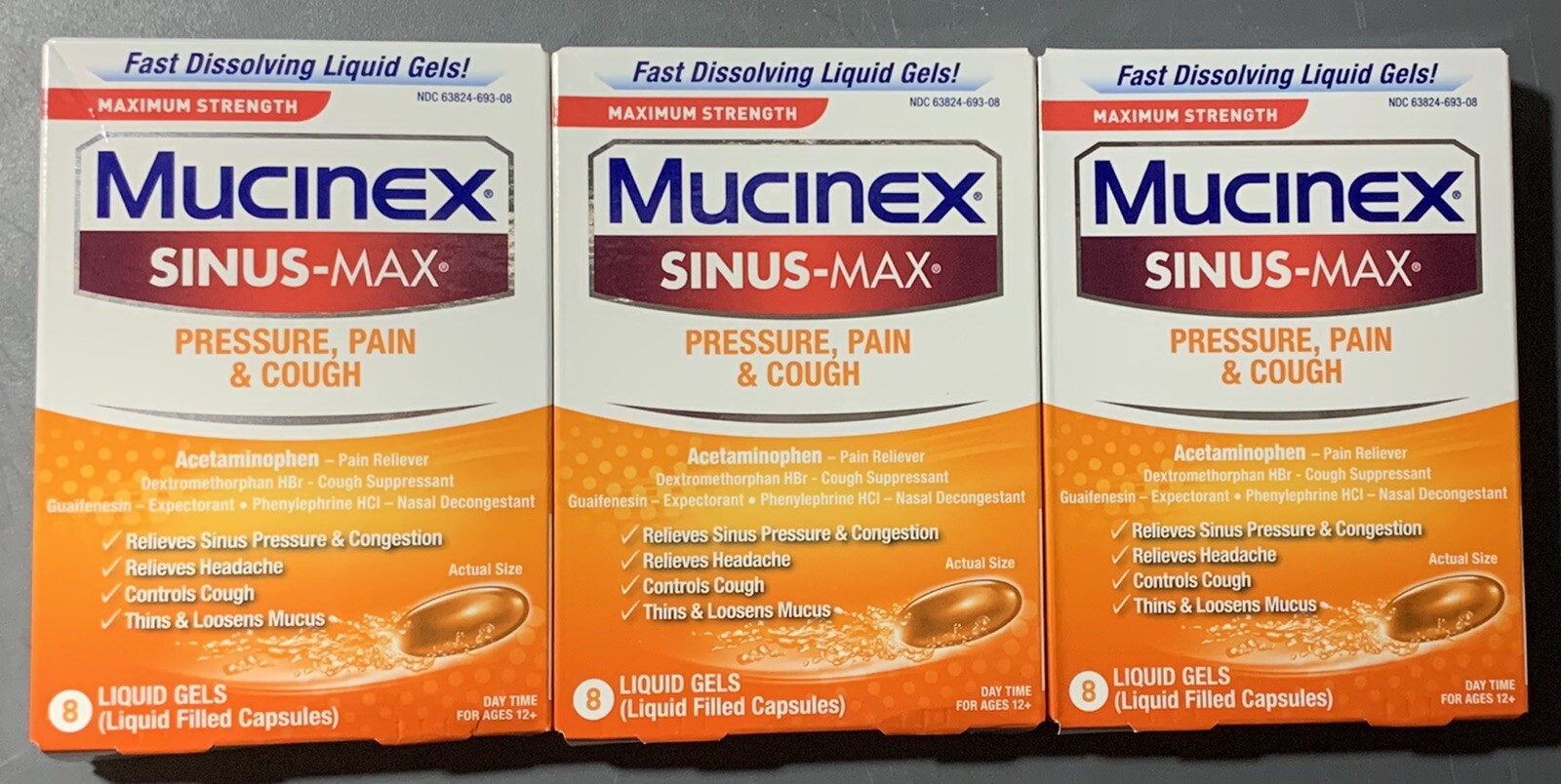 Mucinex Sinus Max Pressure Pain & Cough 8 Grelly USA