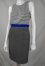 ELIJA J WOMENS SLEEVELESS FULLY LINED STRIPED FITTED DRESS  SZ 6