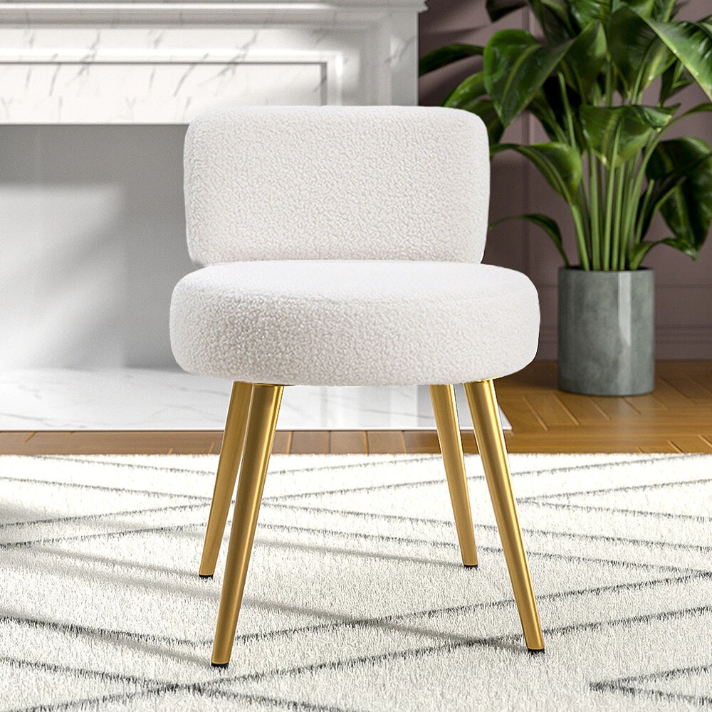 Vanity chair white and gold deals