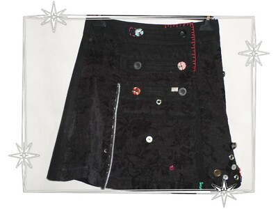 Jupe Portefeuille Fantaisie Desigual - Noir - Taille 44 - Boutons