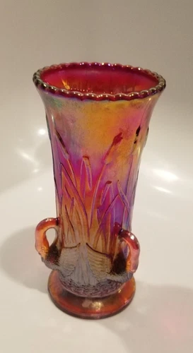 Vintage Fenton Marigold Carnival Glass Vase 7  Inch