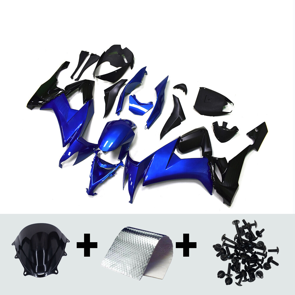 Black Blue Plastics Bodywork for Kawasaki ZX10R 2008 2009 2010 ZX
