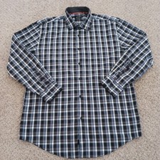 Buffalo David Bitton Shirt Mens Large Slim Gray Plaid Long Sleeve Button Up