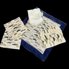 Handmade Baby Boy Crib Set Cars Trucks 4 Valances Skirt Comforter Blue Green