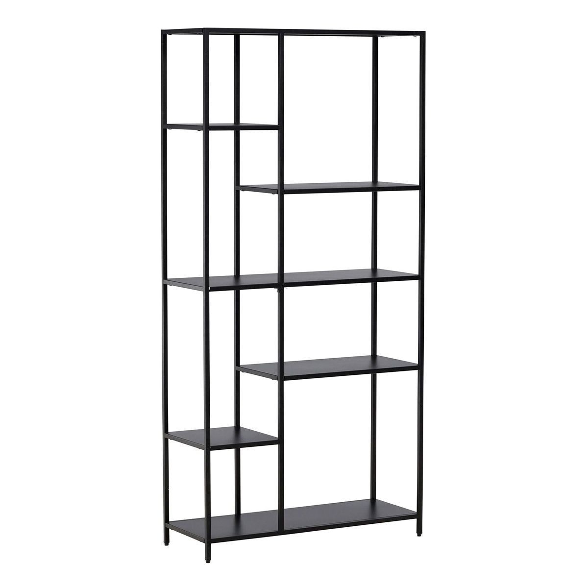 Étagère 6 niveaux en métal noir El Alto 164cm meuble rangement charge lourde