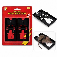 2 Pack Large Metal Rat Mouse Trap Reusable Strong Snap Rodent Pest Control