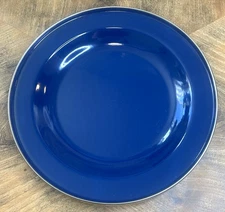 PARTYWARE Set Of 3 Blue Charger Dinner Plates 12.25" Pottery Barn Enamelware XL