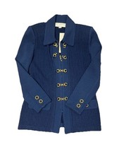 ST.JOHN Collection by Marie Gray Women's Blue Navy Knit Jacket Blazer Sz 6 Vtg