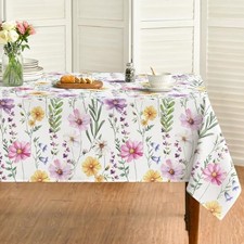 Spring Summer Tablecloth 60x84 Inch Rectangular, 60" x 84" Rectangular White