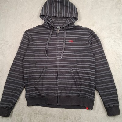 The North Face Hoodie Herren XXL Grau Gestreift Full Zip Up Vintage Logo Freizeit