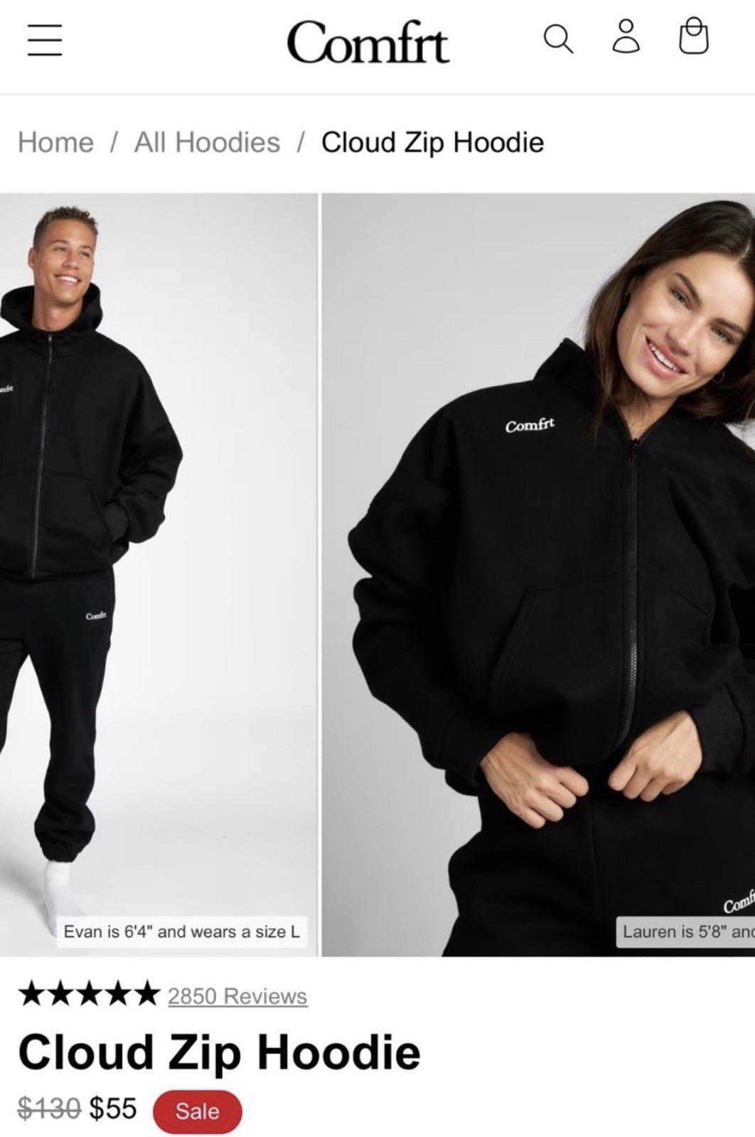 Comfrt Cloud Zip Hoodie Midnight Black Oversized S Zip Hoodie Unisex Men Women S