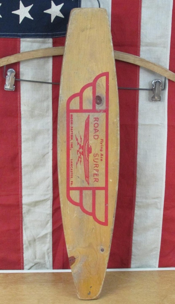 Vintage 1960s Flying Ace Road Surfer Wood Skateboard Moen Patton Vintage 1960s Flying Ace Road Surfer Wood Skateboard Moen Patton