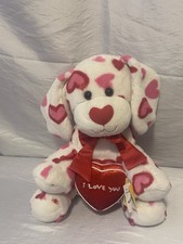 Build A Bear Hearts Fur You Valentine Love Puppy Dog Plush 12'' White Red Pink