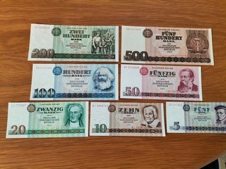 DDR Banknoten Serie von 5 Mark bis 500 Mark 1971 1985