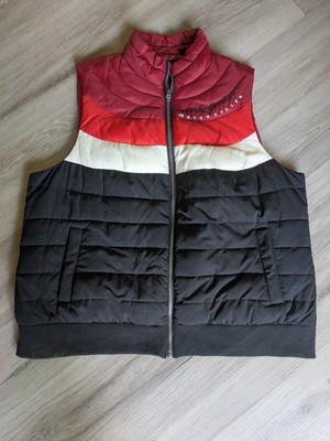 Harley Davidson Retro Striped Puffer Vest Size 1W Full Zip Super Soft Shell Moto