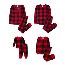 Children's Place,Unisex Baby,Family Matching, Plaid Thermal Pajamas Sets,Red
