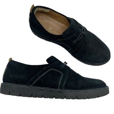 Clarks Artisan Black Suede Leather Slip On Comfort Shoes Womens 8 No Tie Loafer