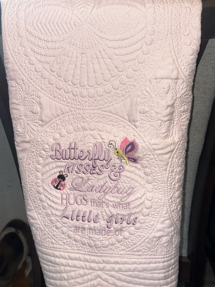 Edredón bordado para bebé niña, edredón bordado, manta para cuna, edredón para bebé Foto 3 de 4