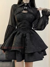 Japanese Womens Girls Lolita Gothic 2pcs Dress Set Punk Sweet Slip Dress Tops