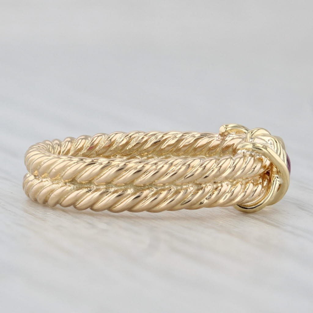 Ruby Cabochon Solitaire Ruby Double Rope Band Rin… - image 5