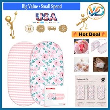 Baby Bassinet Sheets Set 2-Pack Pink Flower Microfiber Fitted 32x16  Unisex