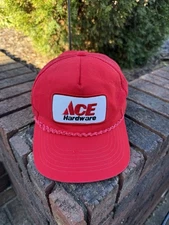 Vintage Ace Hardware Snapback Hat Corded Design Red Youngan Korea *Read*