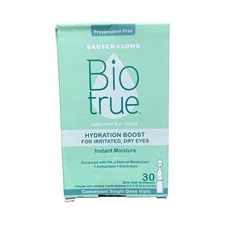 BioTrue Hydration Boost Lubricant Eye Drops - 30 Single Dose Vials  Exp 12/2025