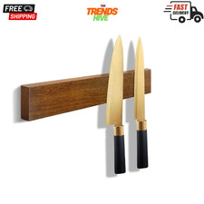 10" Wooden Magnetic Knife Holder Wall Mount Strong Magnet Strip No Drill Rack