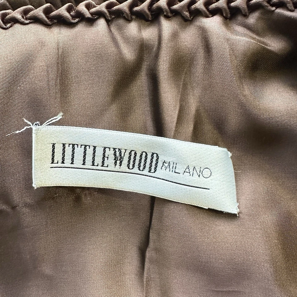 Chaleco Littlewood Milano Mujer Piel Marrón Borde a Rayas Cierre Palanca Italia L Foto 3 de 4