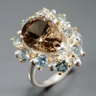 Handmade 5 ct+ Natural Smoky Quartz Ring 925 Sterling Silver Size 8 /R463051