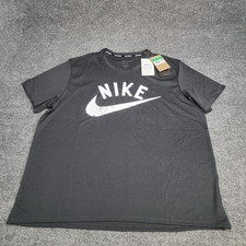Nike Shirt Mens Extra Large Black Photon Dust Miler Running UV Dri Fit Top XL