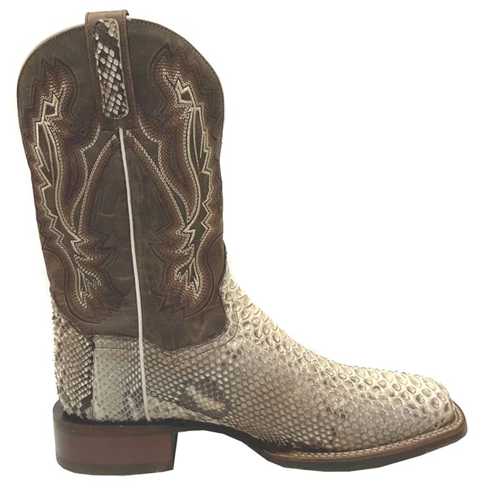 Dan Post Boots Brutus Embroidered Snake Square Toe Pull On Cowboy  Mens Brown Dr