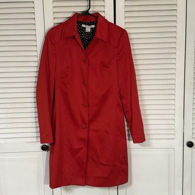 Peter NyGard Collection Women's Red Jacket Trench Coat Size 6 Button Up Lined