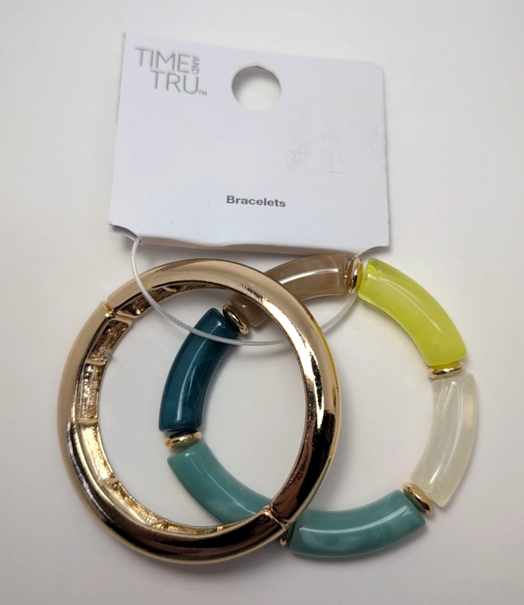 Pulsera elástica de verano en tono dorado para playa se adapta a hasta 7,25" tema Oceanside Beach