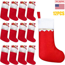 12PCS Christmas Felt Stockings Red Xmas Stockings Xmas Hanging Stockings 14"