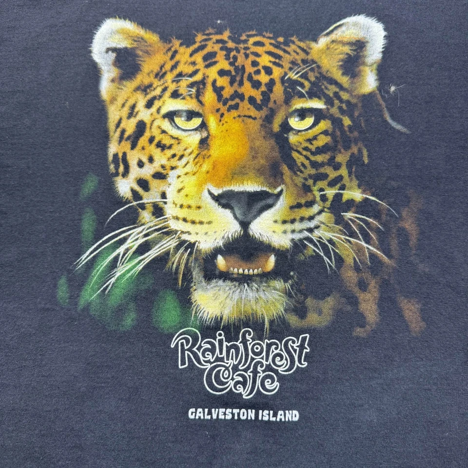 Vintage 90s Jaguar Rainforest Cafe Galveston Island Souvenir T-Shirt - Size XL - Image 2 of 4