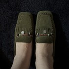 Classique forest green loafers for women with fringe and beads size 8B — photo 2