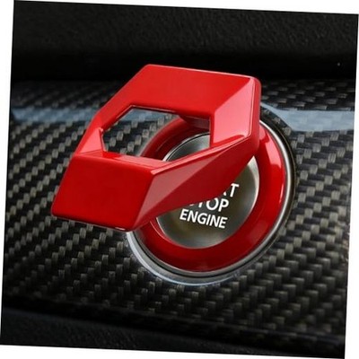 Car Engine Start/Stop Button Cover, Push Start Button Cover, Zinc Alloy Car Red