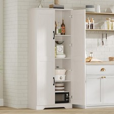 60" Kitchen Pantry Cabinet with 2 Doors Wooden Pantry Cabinet Cupboard, White